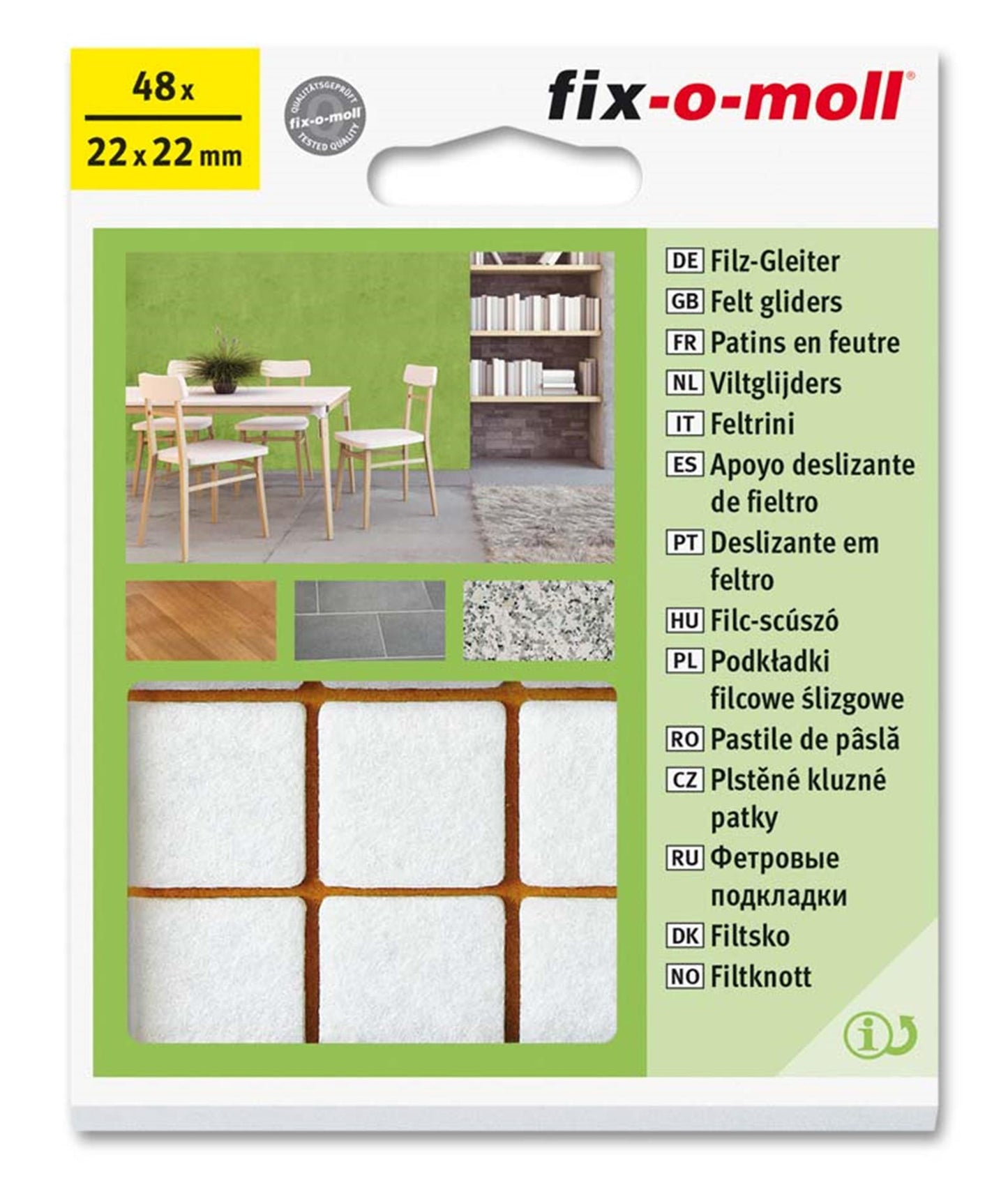 Feltro Fix-o-moll ø22mm 48pz. bianco