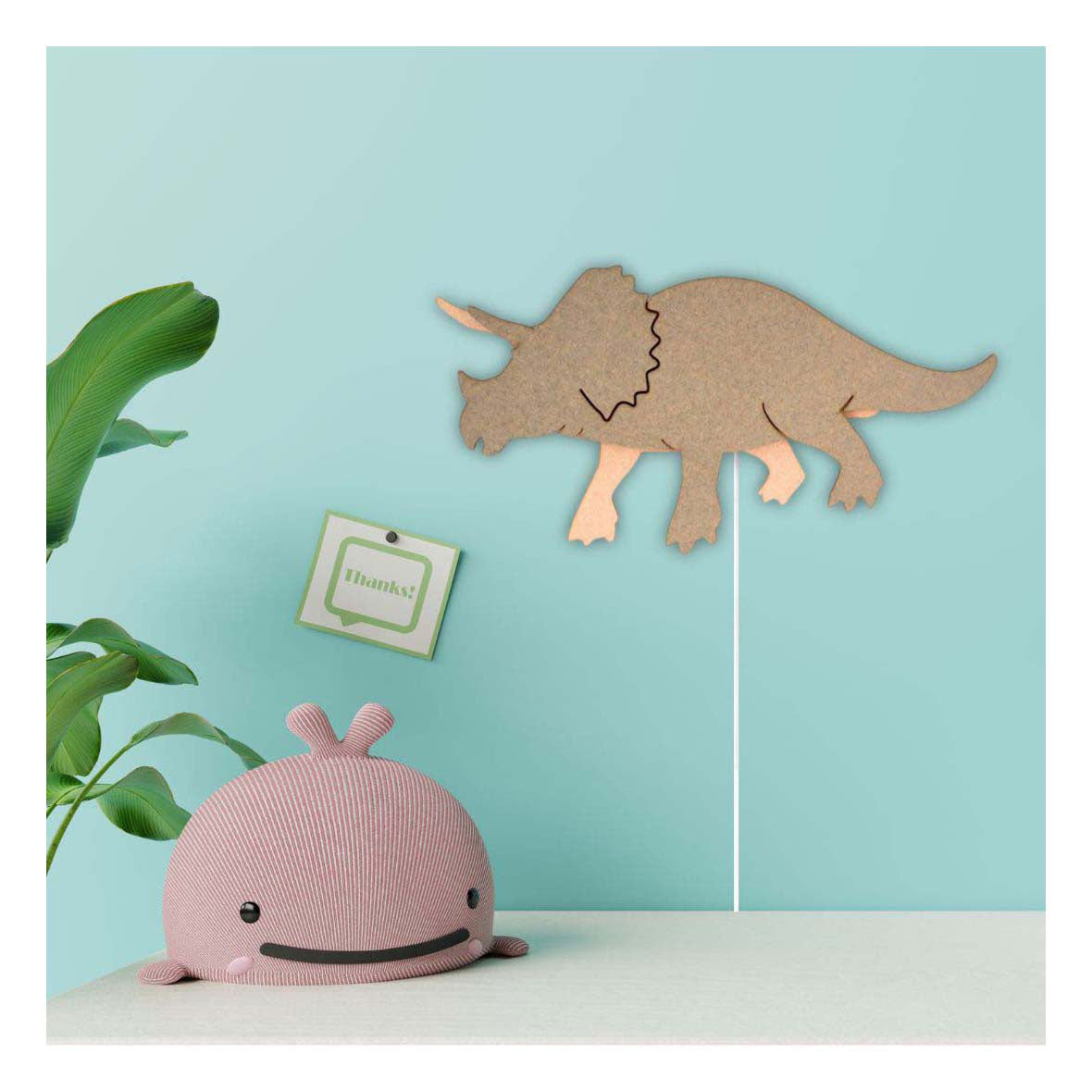 De Tjalle y Jasper - lámpara de pared dino triceratops - madera