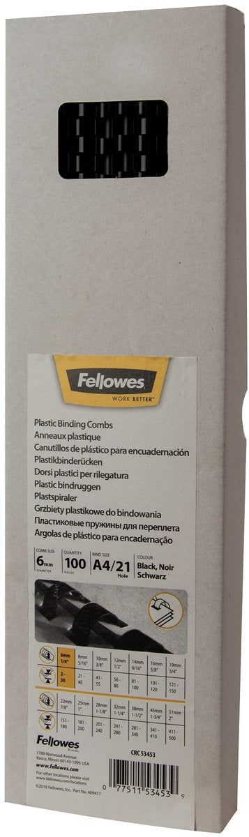 Pack 100 canutillos negro 5345307 compañeros plastico a4 6mm