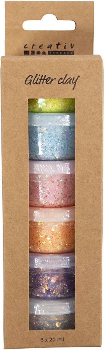 Argilla glitter Creative Company, colori pastello, 6x20 ml 1 scatola