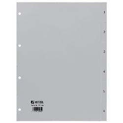 Tabs same gray 1 to 6 a4 polypropylene