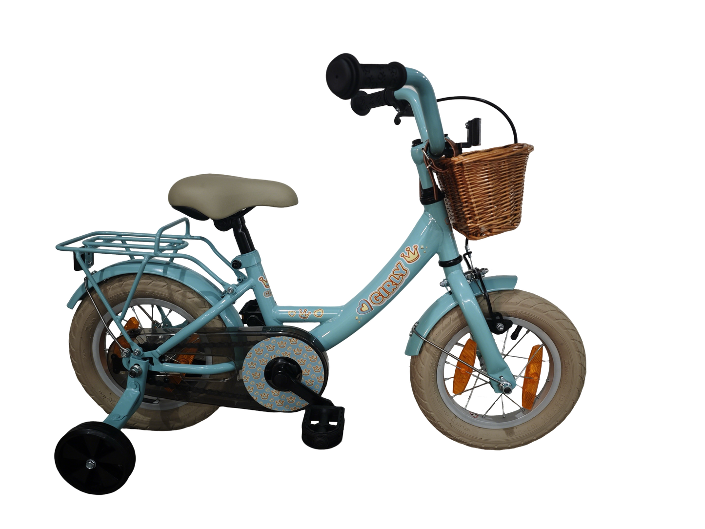 Bicicletta per bambini Bikefun da ragazza 12 pollici - con cestino, ruote da allenamento e mozzo del freno - blu