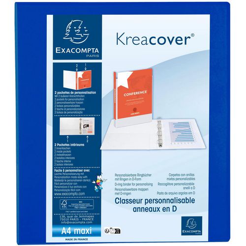 Raccoglitore ad anelli per presentazioni v3440-bl 4 anelli A4 63 mm blu