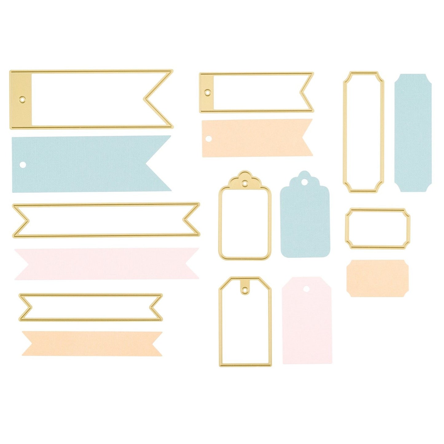 Vaessen creative • fustelle per taglio e goffratura banner biglietti etichette 8 pz.