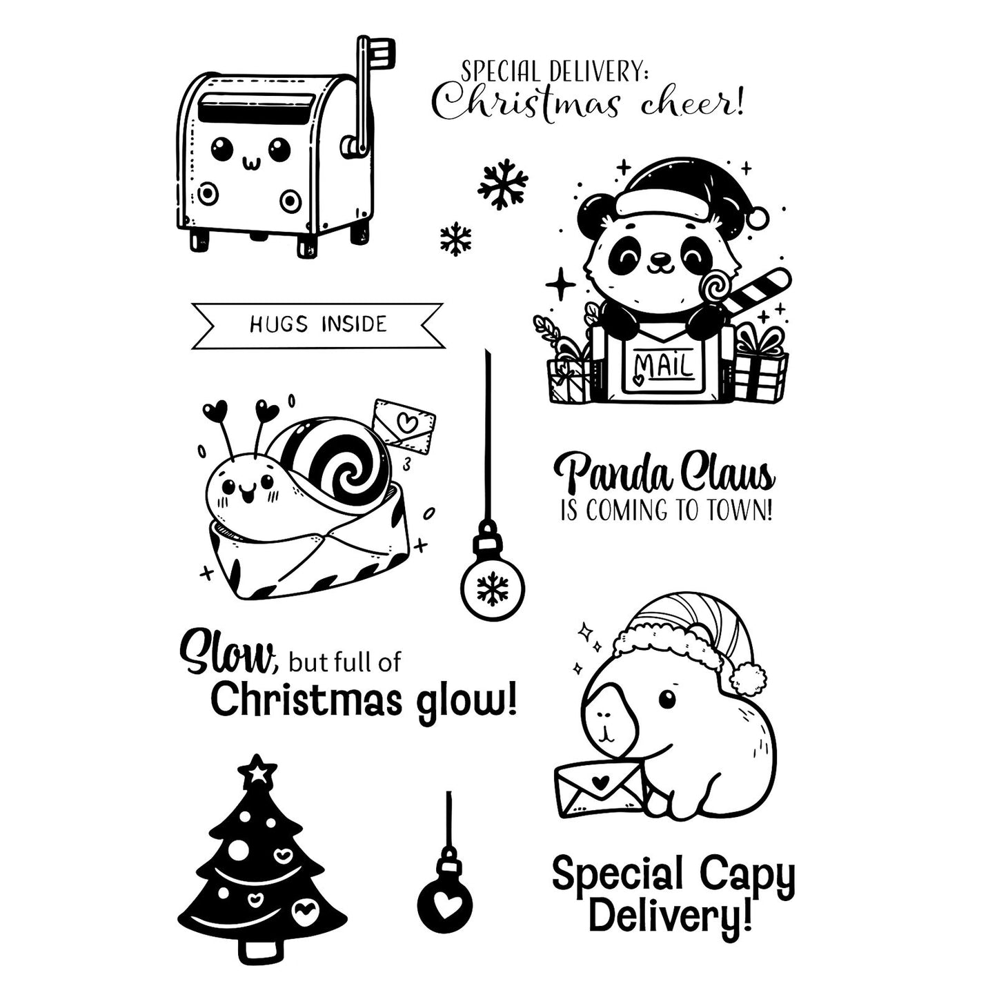 Vaessen creative • timbri trasparenti panda claus 14 pz.