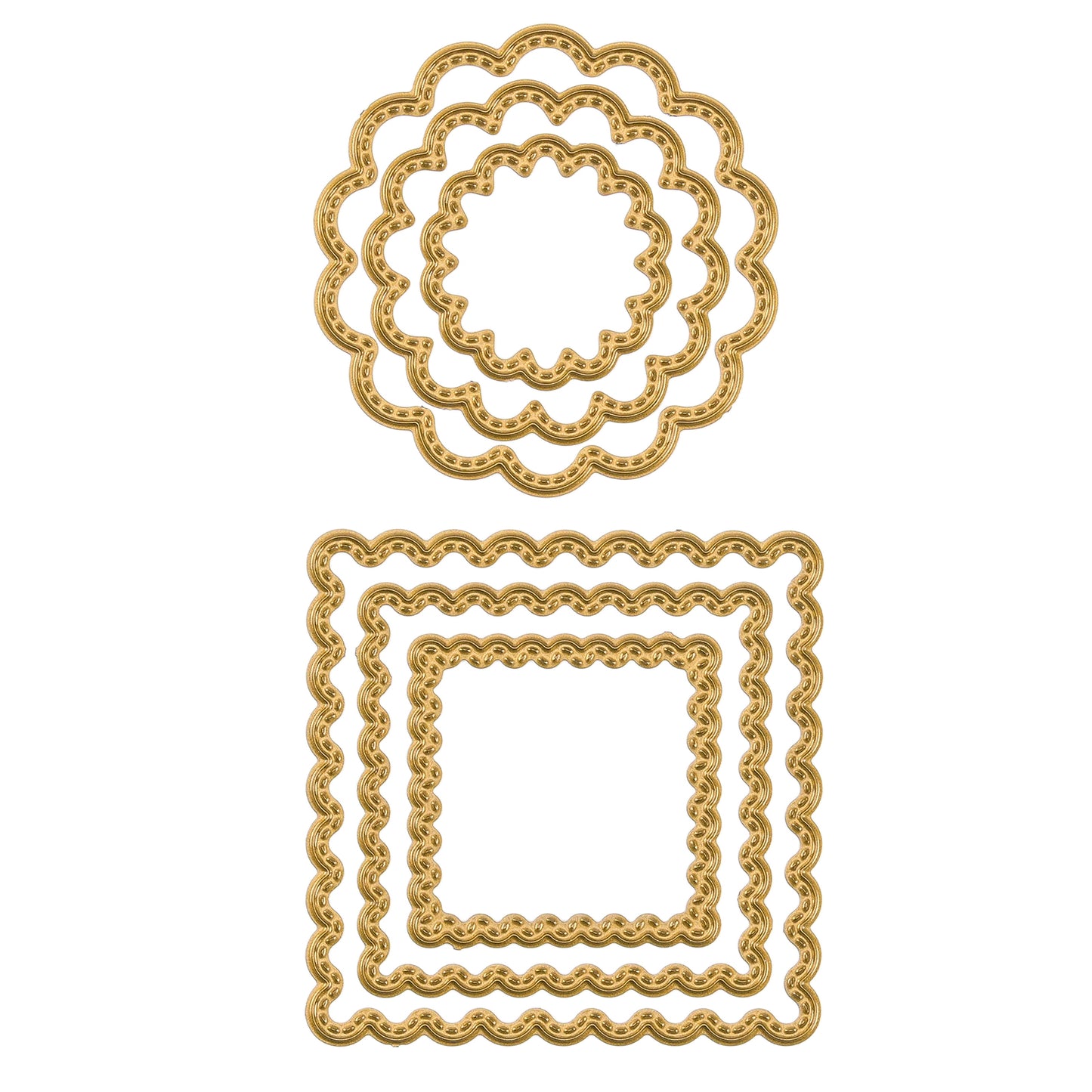 Vaessen creative • mini fustelle per taglio e goffratura cerchi smerlati quadrati 6 pz.
