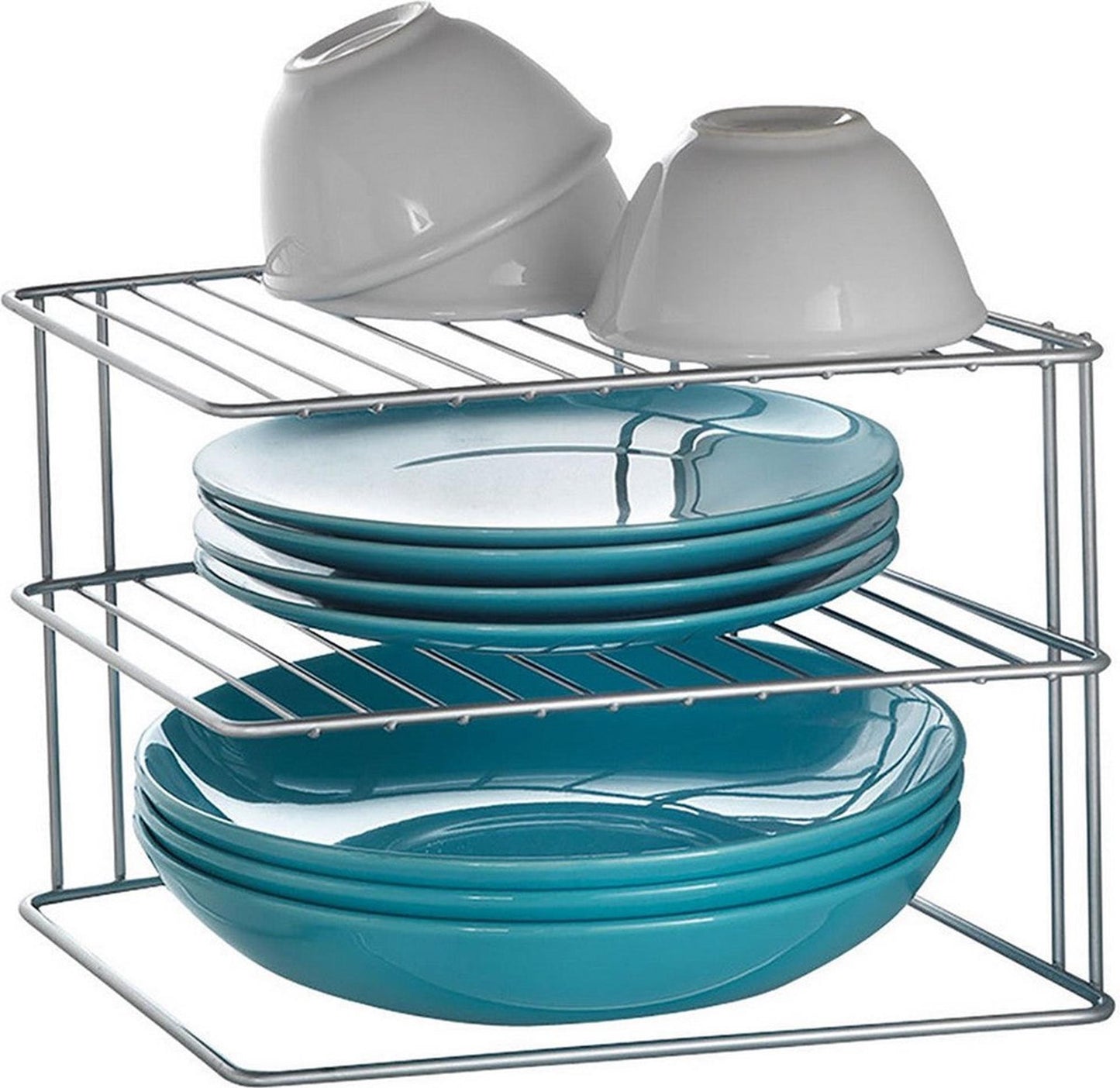Metaltex Metaltex Space Line Plate Rack 2 pisos 25x25x19 cm de plata
