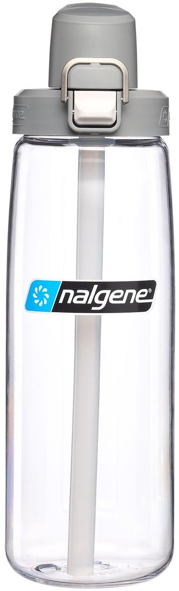 Nalgene - straw bottle - drinkfles - waterfles - rietje - 650ml clear gray cap sustain nieuw!
