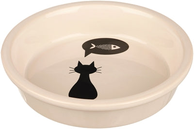 Trixie Food Bowl Cerámica White con Silhouette Cat