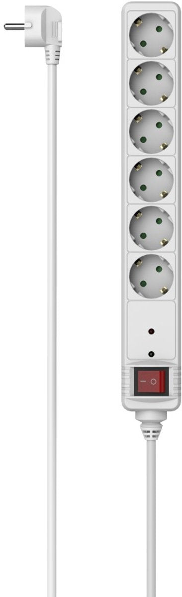 Regleta Hama con interruptor - 6 vías - cable de 3 m - con protección contra sobretensiones - blanco