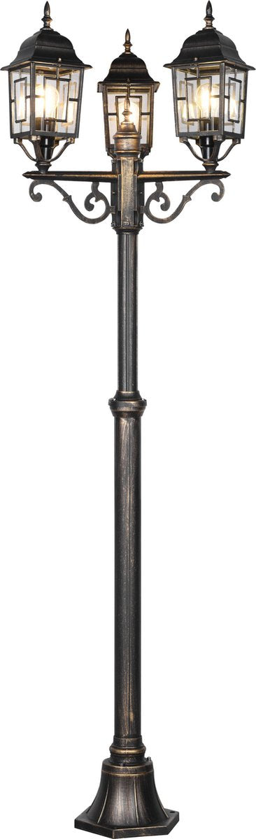 Trio volturno - paalverlichting - antieke roest - excl. 3x e27 4 w - afstandsbediening - geintegreerde dimmer - rgb-kleurenwisselaar - traploos instelbare lichtkleur - nachtlampje - geheugenfunctie - indirecte verlichting - buitenverlichting - ip44