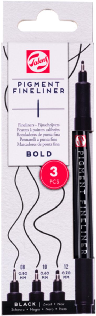 Talens • set di fineliner pigmentati bold, 3 pezzi