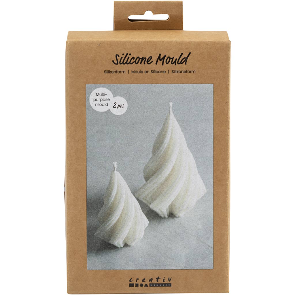 Creativ company molde de silicona, árboles de Navidad, h: 8+11 cm, d 5+7 cm, 2 piezas 1 caja