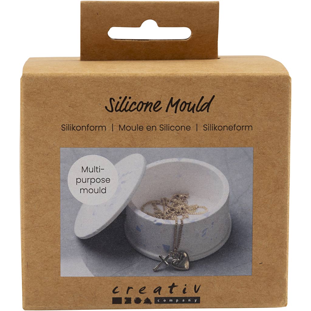 Creativ company moldes de silicona, bote con tapa, h: 4,5 cm, d 7,5 cm, 1 pieza 1 caja