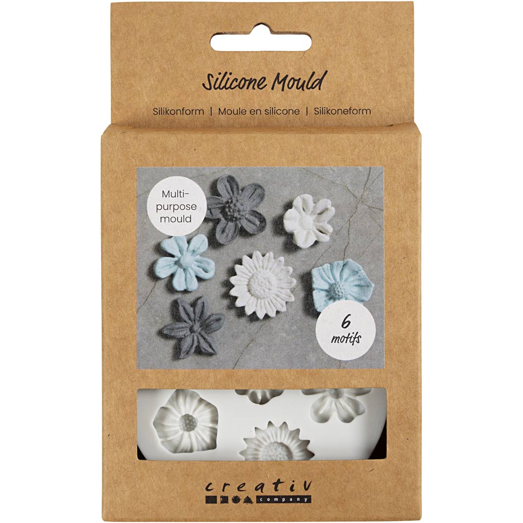 Creativ company moldes de silicona, flor, h: 0,5 cm, l: 1,5-2,5 cm, 1 unidad