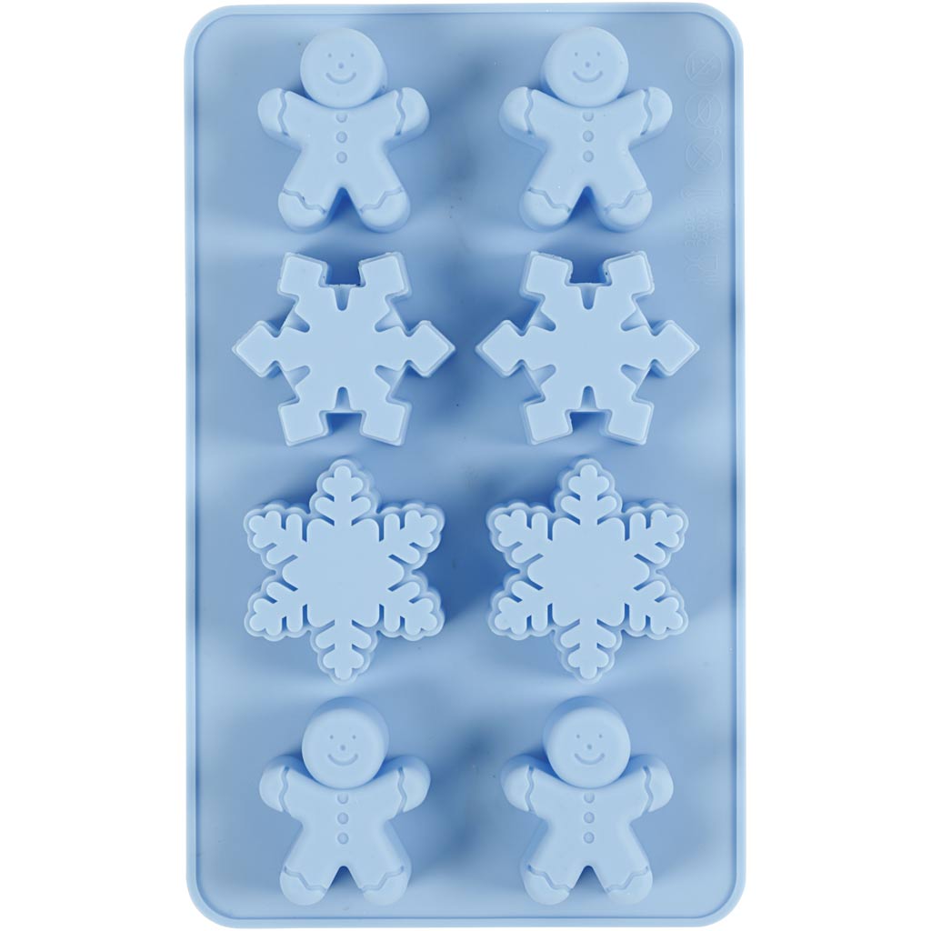 Stampi in silicone Creativ Company, cristalli di ghiaccio e omino biscotto, h: 2,5 cm, l: 3 cm, l: 4,5 cm, 12,5 ml, 1 pezzo