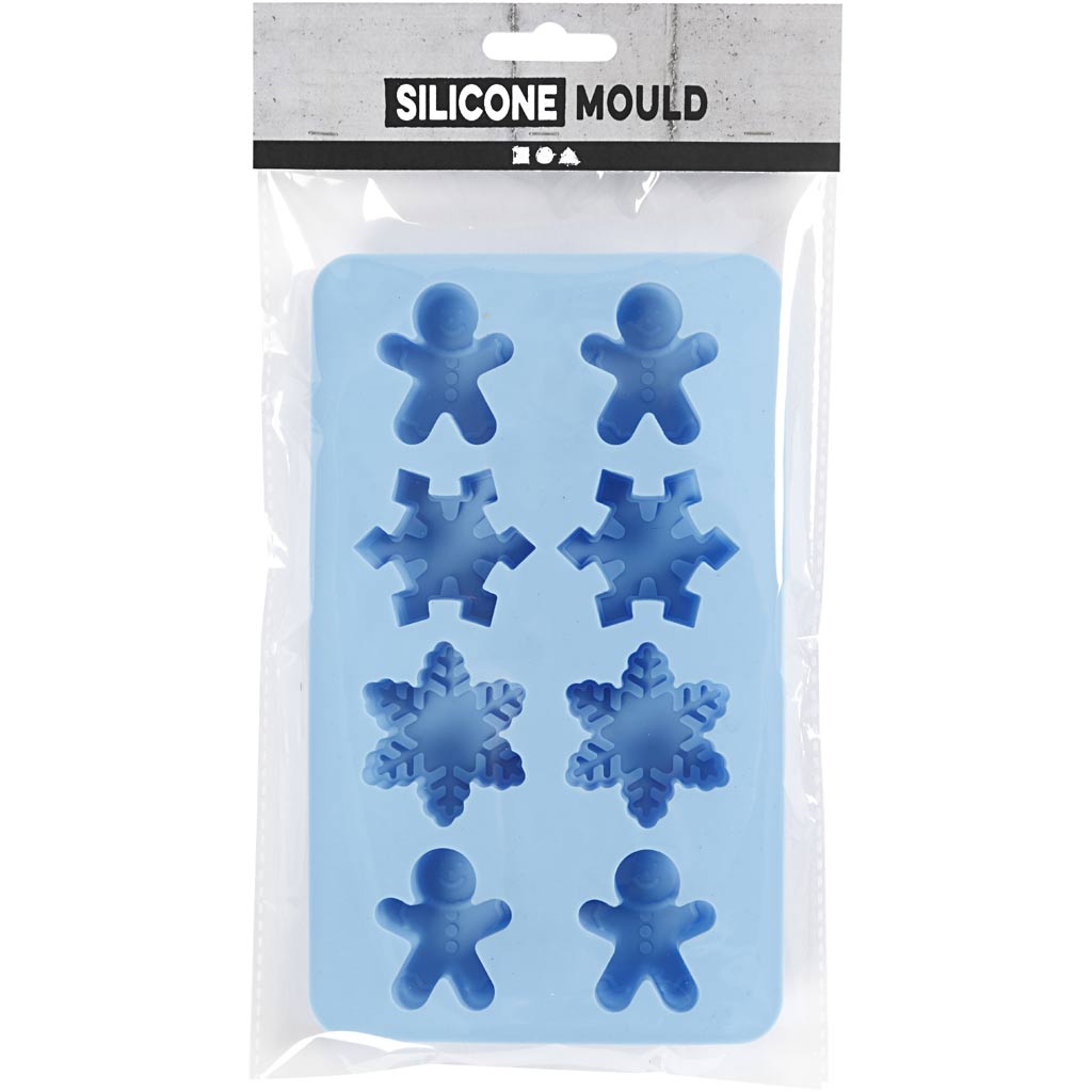 Creativ company moldes de silicona, cristales de hielo y hombre galleta, alto: 2,5 cm, largo: 3 cm, ancho: 4,5 cm, 12,5 ml, 1 pieza