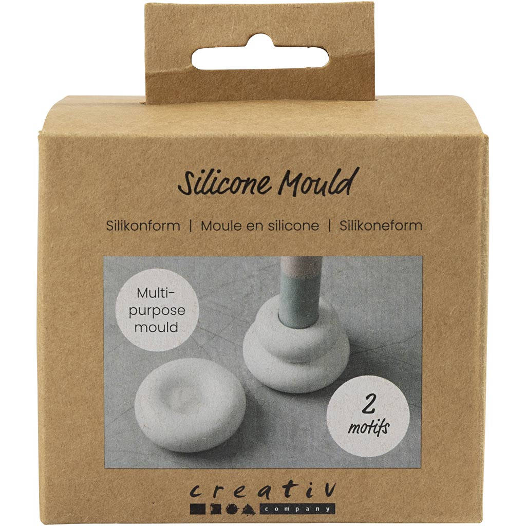 Creativ company moldes de silicona, portavelas en forma de donut, h: 2+3,8 cm, d 6+6,2 cm, transparente mate, 1 unidad 1 caja