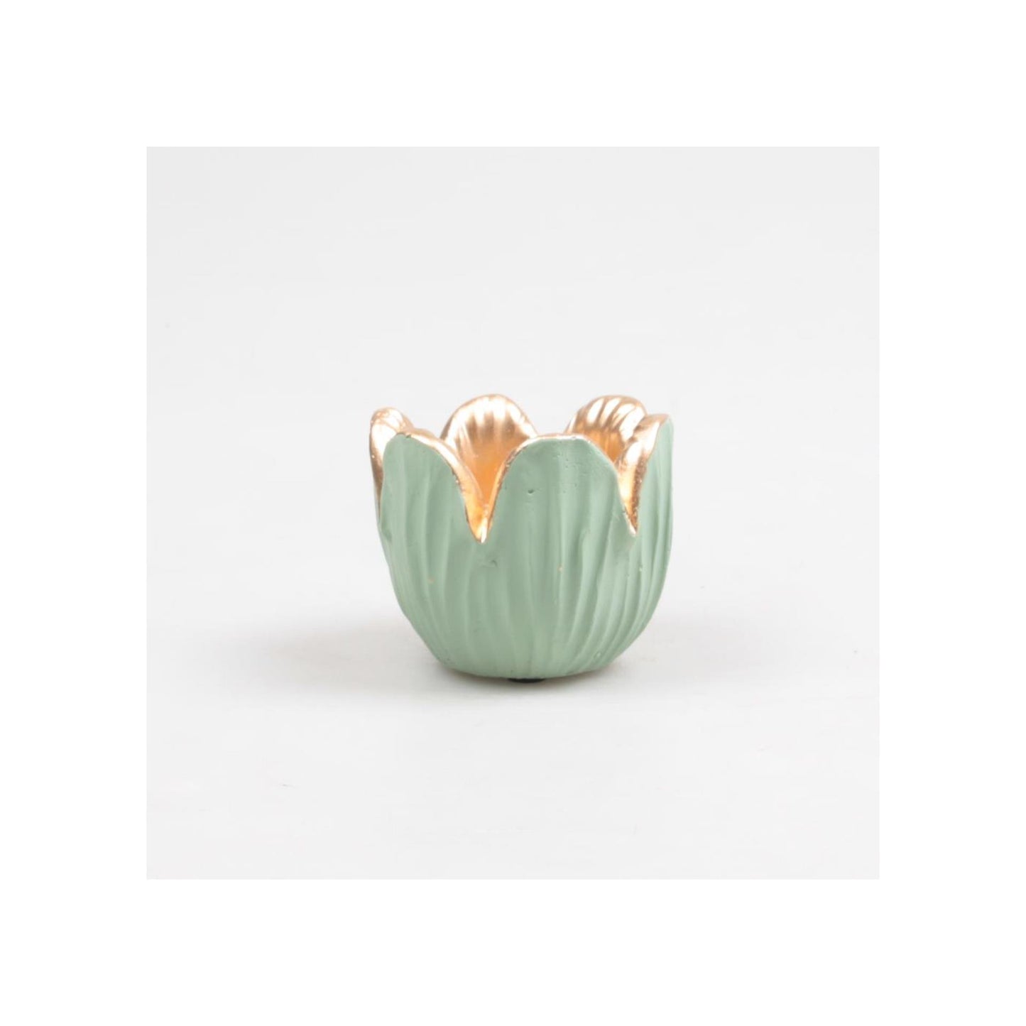 Season inspired decoration waxinelichthouder tulp cement 8.5x6.5 cm groen