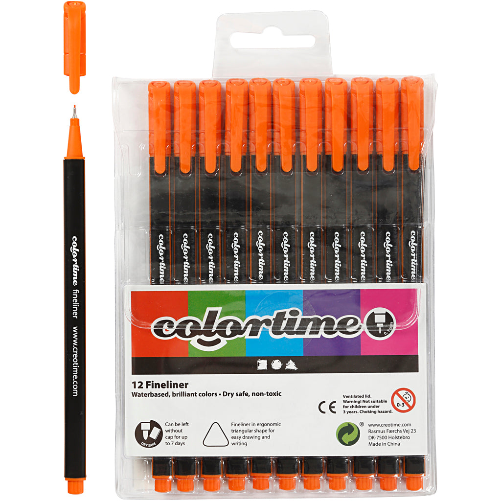 Fineliner Colortime, larghezza tratto 0,6-0,7 mm, arancione, 12 pezzi 1 scatola