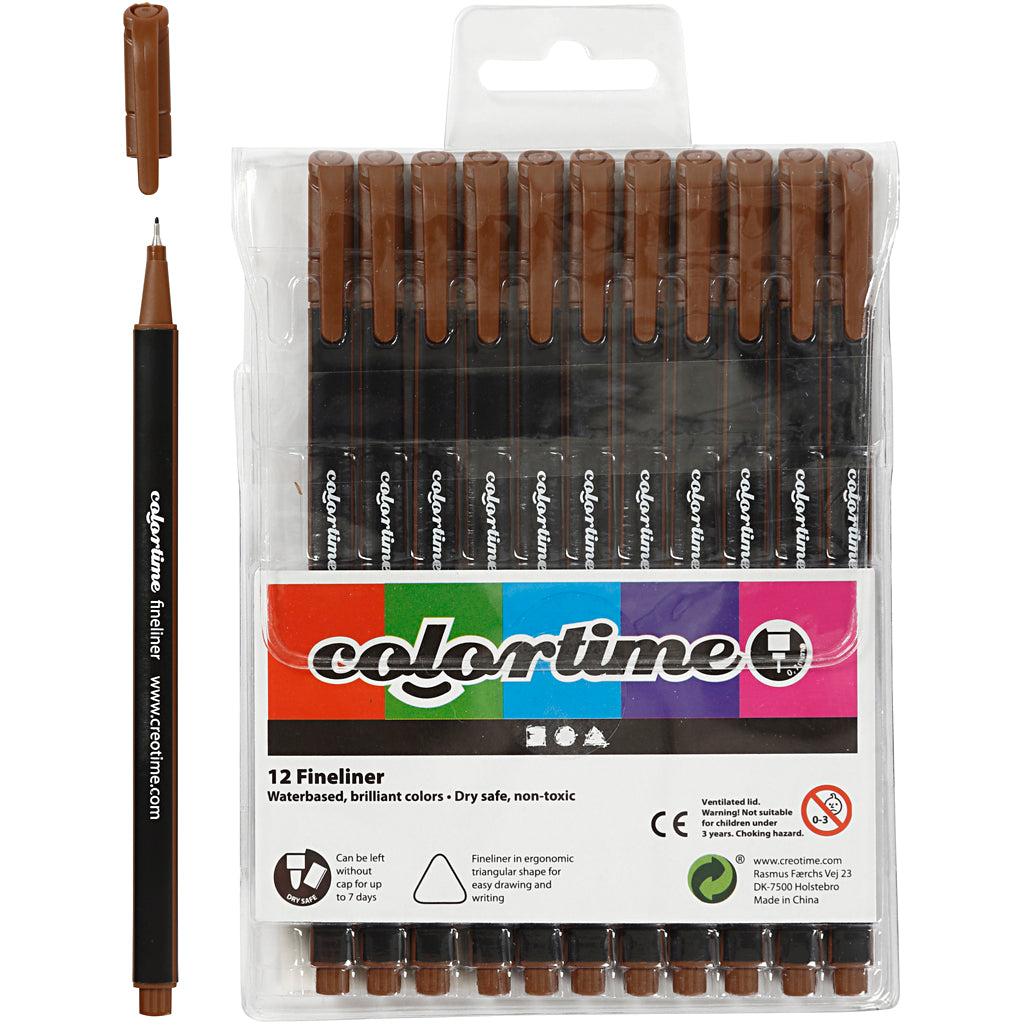 Fineliner Colortime, larghezza tratto 0,6-0,7 mm, marrone, 12 pezzi 1 scatola