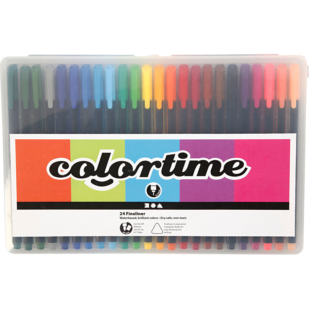 Fineliner Colortime, spessore tratto 0,6-0,7 mm, vari colori, 24 pezzi, 1 scatola