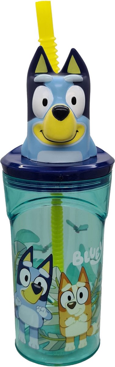 Copa de paja Bluey 3D Figura, 360 ml