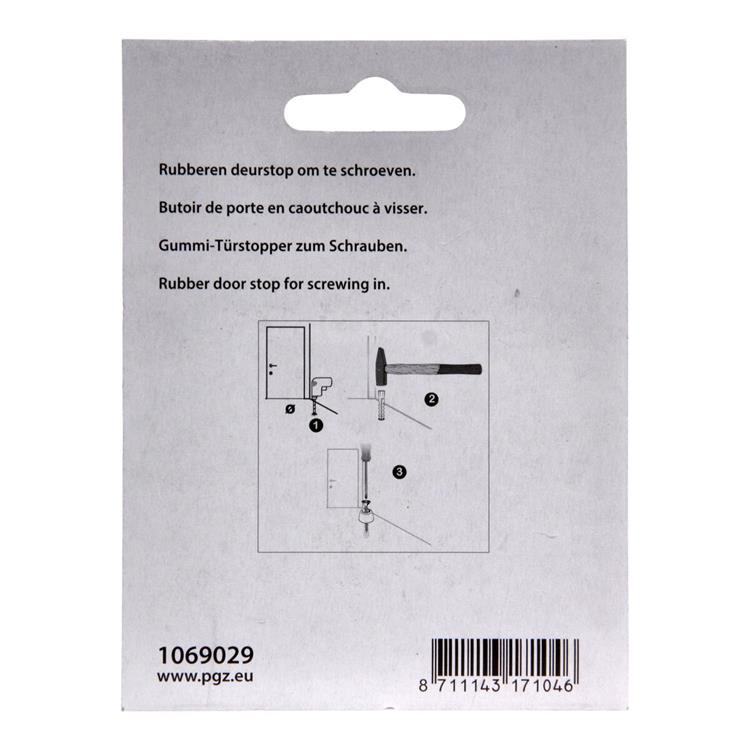 Mack 1069029 - deurstop rubber + schroef zwart 30 x 25 mm 2 st pcs | 6 stuks