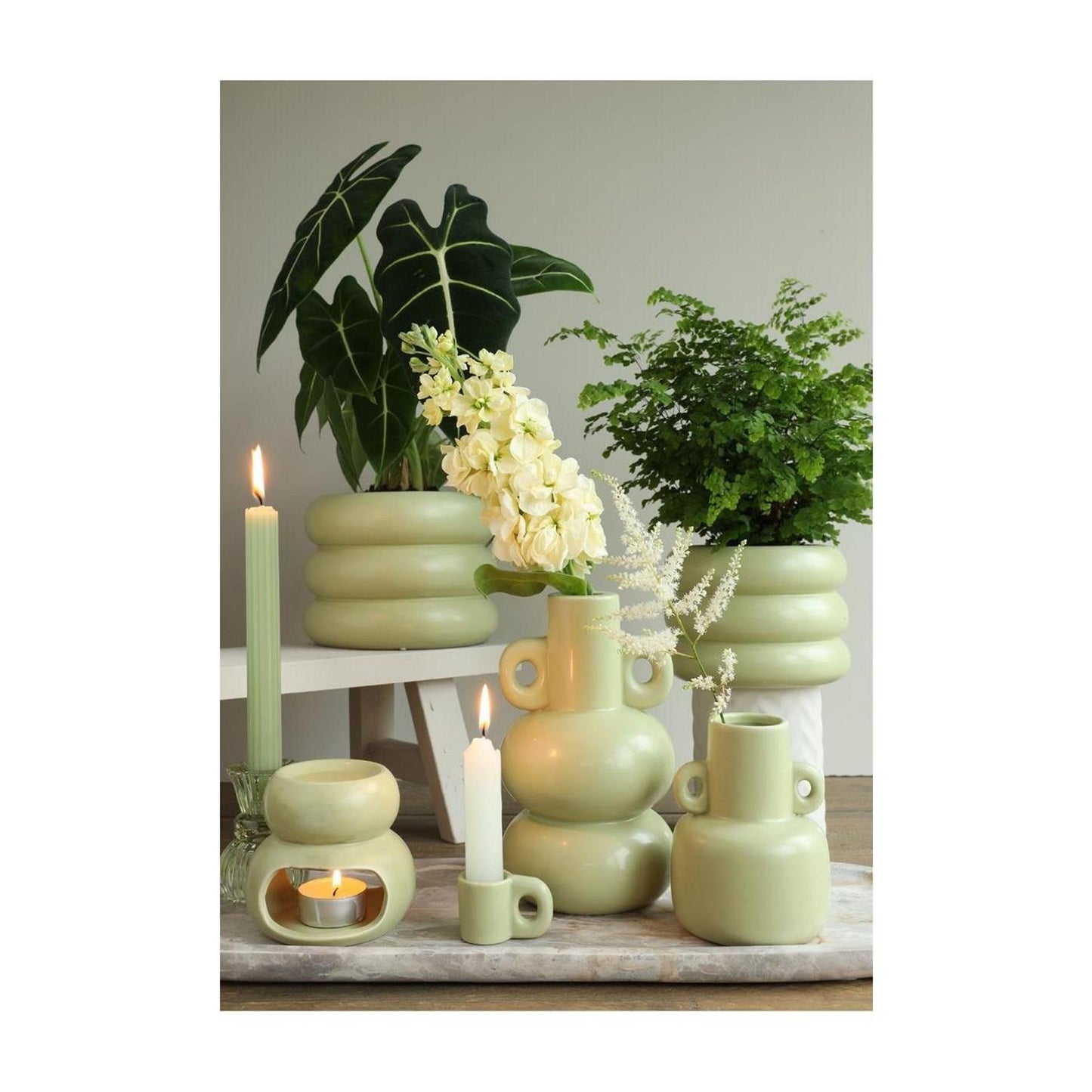 Portacandele Ideas 4 stagioni paffuto h12cm verde giada