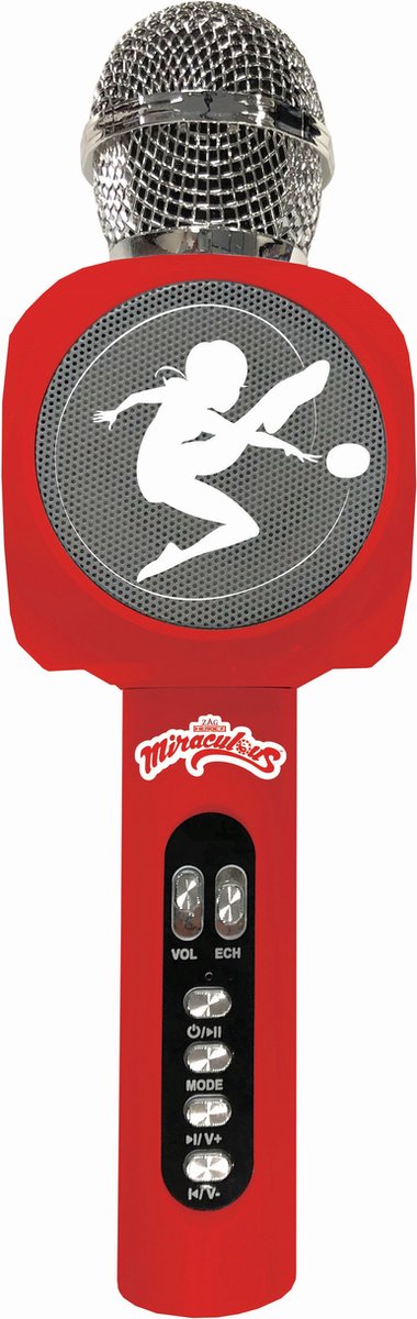 Lexibook miraculous micrófono karaoke Bluetooth® con altavoz, iluminación y función de cambio de voz