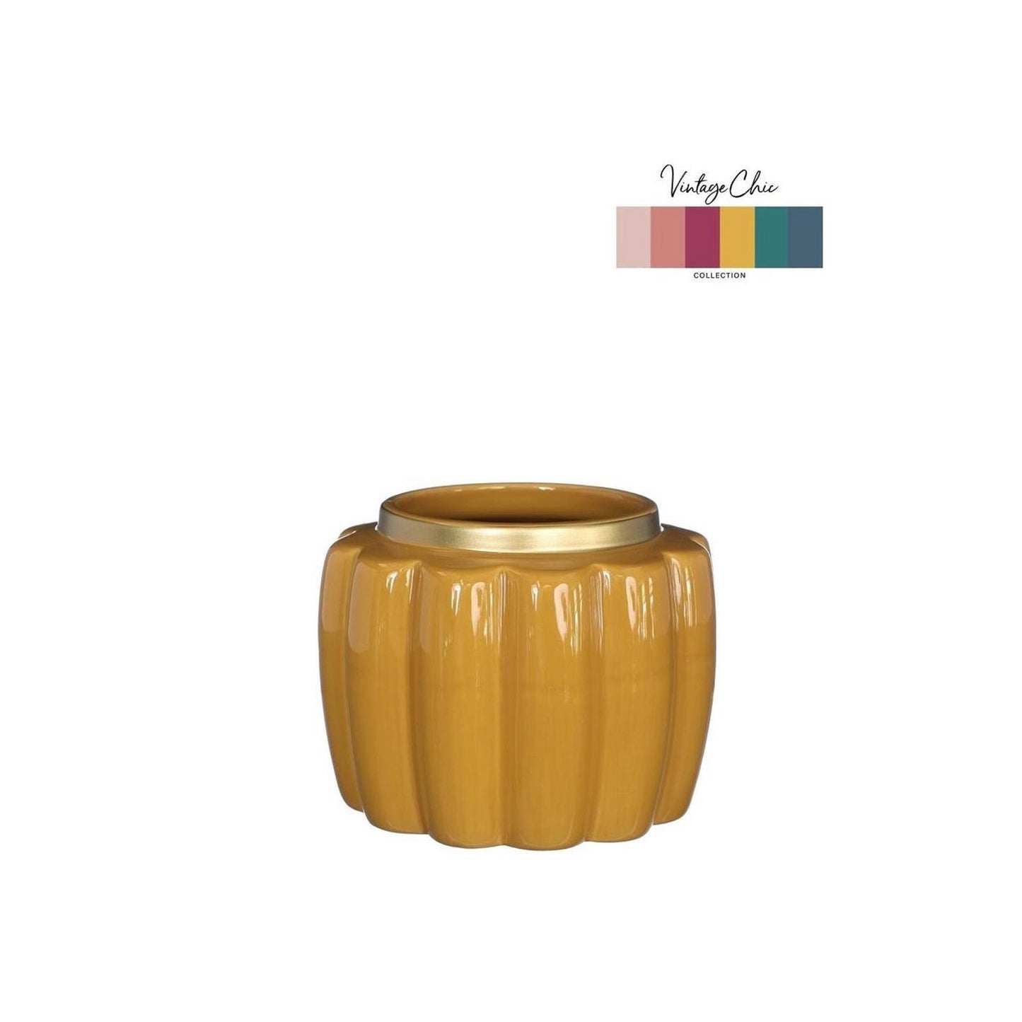 Ideas 4 estaciones macetero puf mostaza ø12,6xh9,7cm