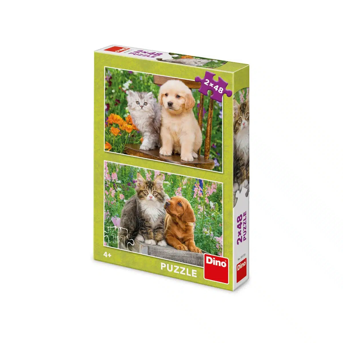 Dinotoys Dino Children's Puzzle con perro con poes - 2 x 48 piezas