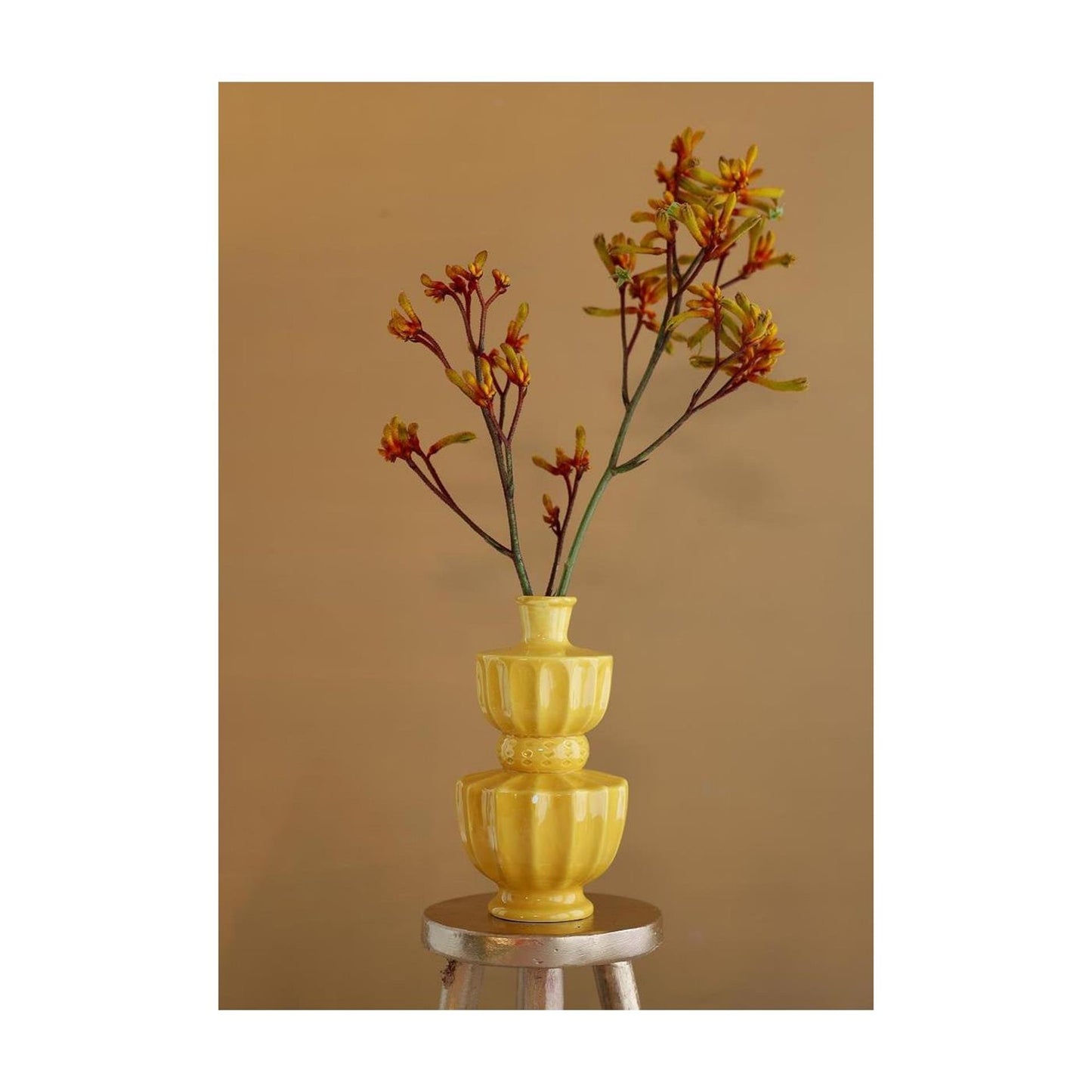 Ideas jarrón 4 estaciones bellagio mostaza ø11xh20cm