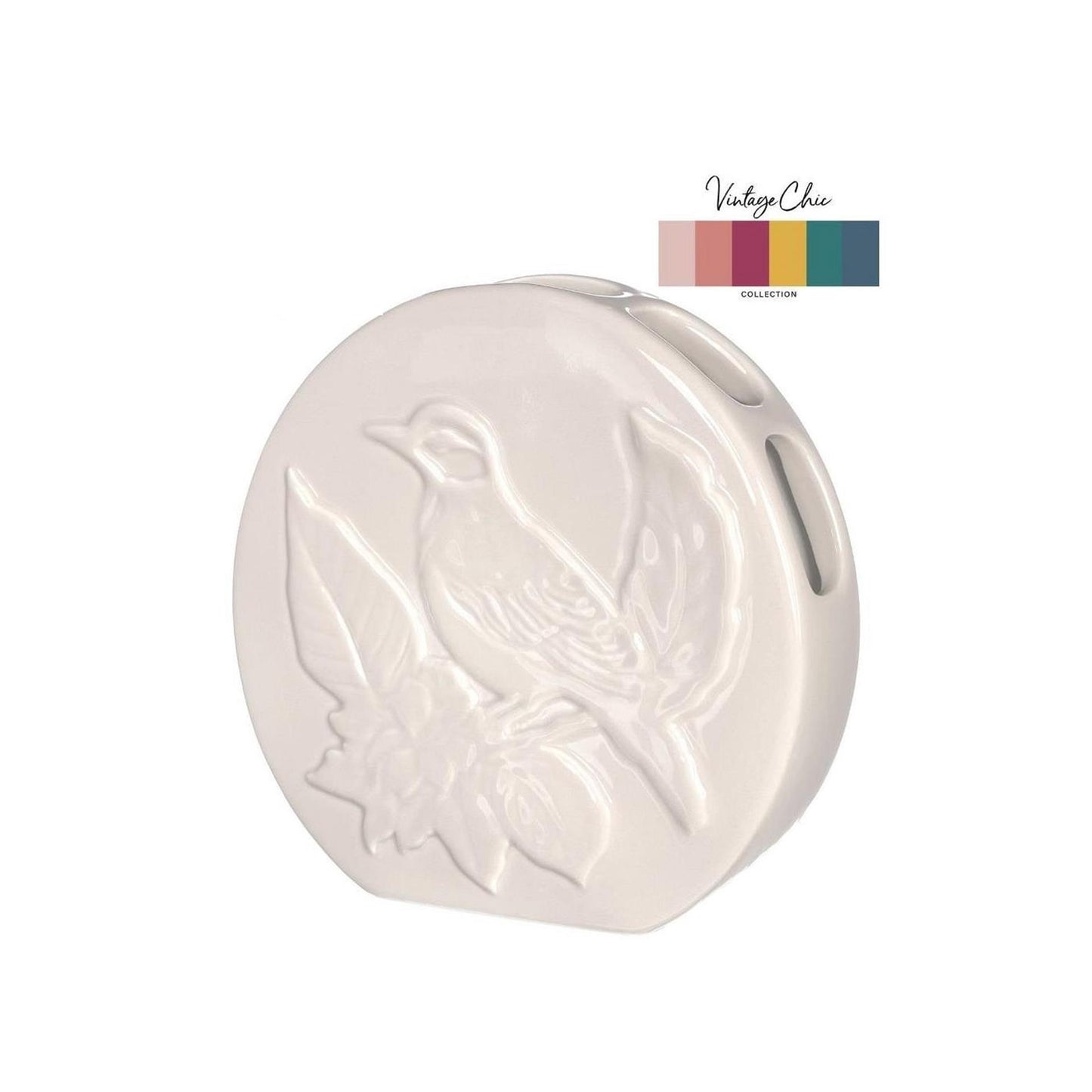 Vaso Ideas 4 stagioni uccello crema ø6xh20cm