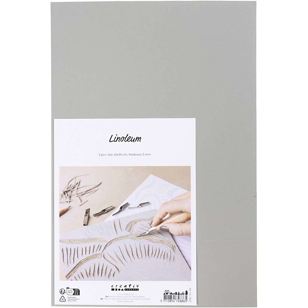 Linoleum Creative Company, misura 20x30 cm, spessore 3 mm, grigio, 2 pezzi 1 scatola