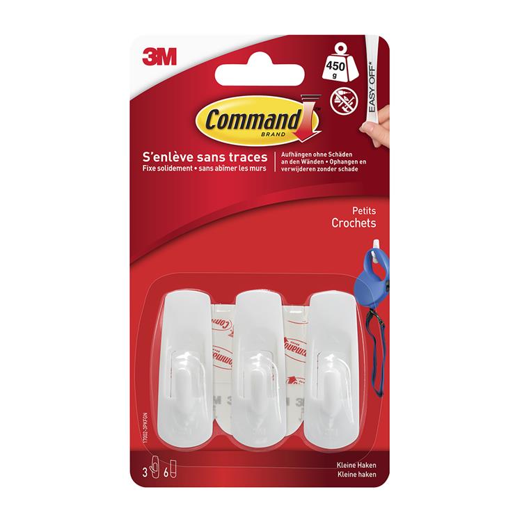 3m 1061760 - gancho plástico cmd blanco pequeño | 6 piezas
