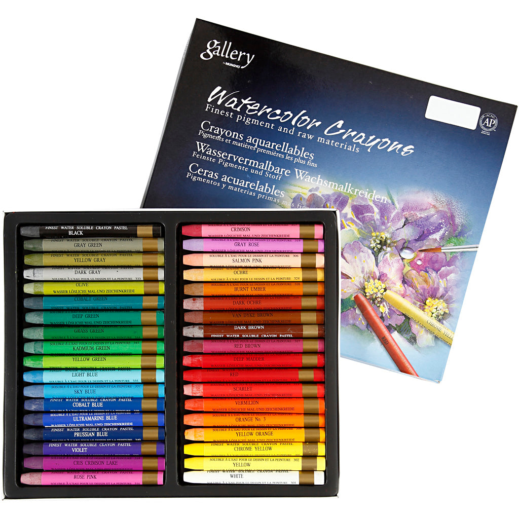 Crayones de acuarela Mungyo, l: 9,3 cm, varios colores, 36 piezas, 1 caja
