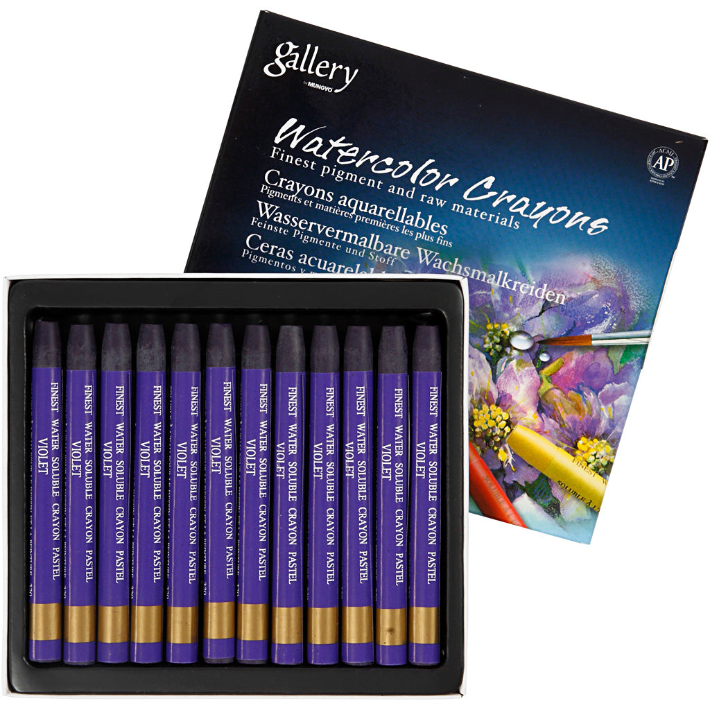 Gesso acquerello Mungyo, L: 9,3 cm, spess. 8 mm, viola (320), 12 pezzi 1 scatola