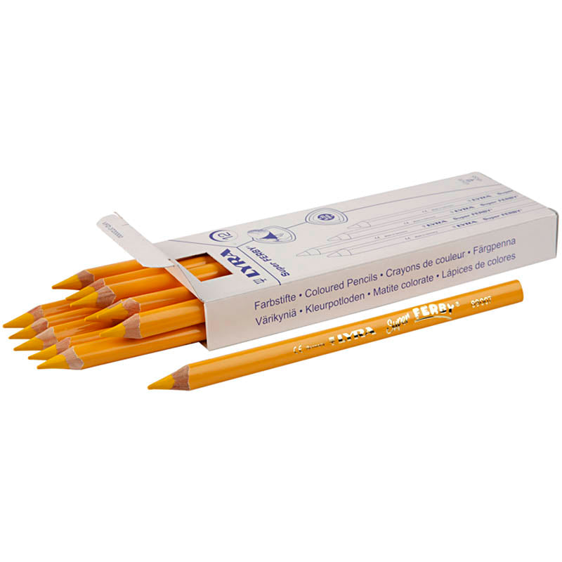 Lyra super ferby 1 lápices de colores, l: 18 cm, relleno de 6.25 mm, amarillo, 12 piezas 1 caja