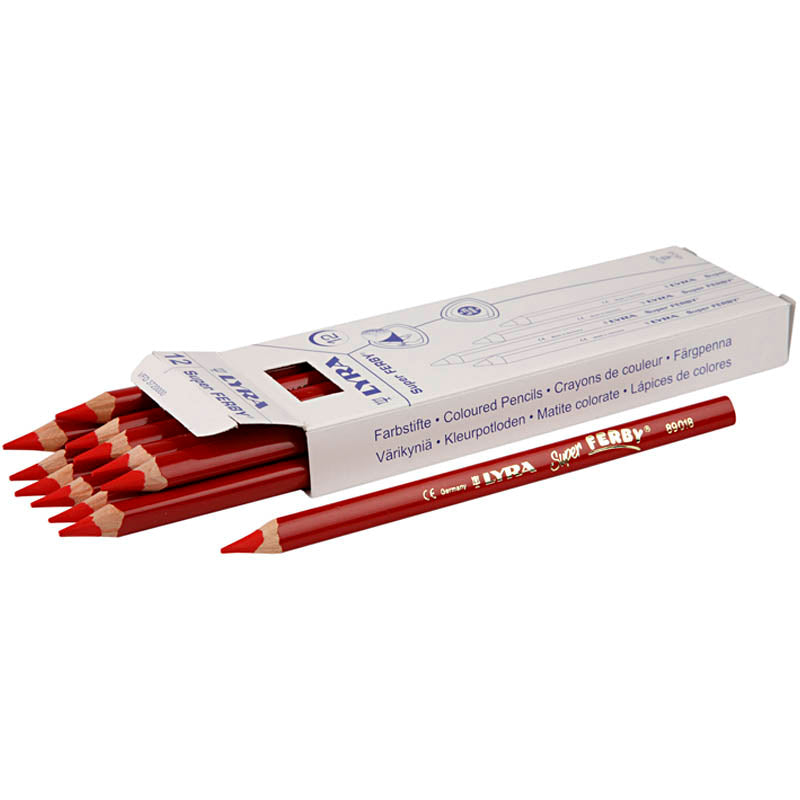 Lyra Super Ferby 1 matite colorate, l: 18 cm, riempimento di 6,25 mm, rosso, 12 pezzo 1 scatola