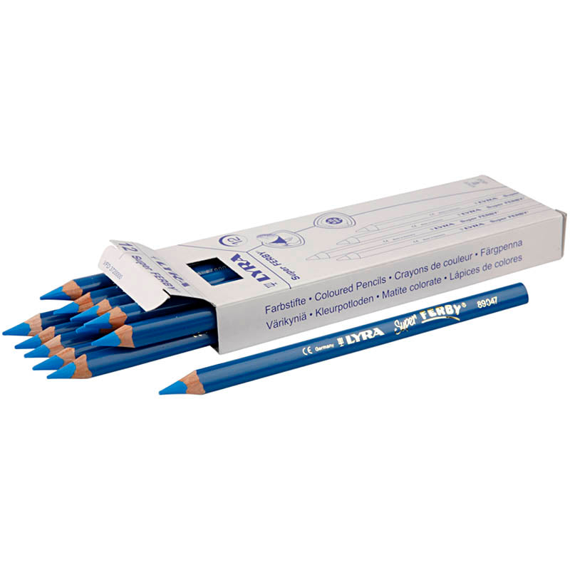 Lyra Super Ferby 1 matite colorate, l: 18 cm, riempimento di 6,25 mm, blu, 12 pezzo 1 scatola