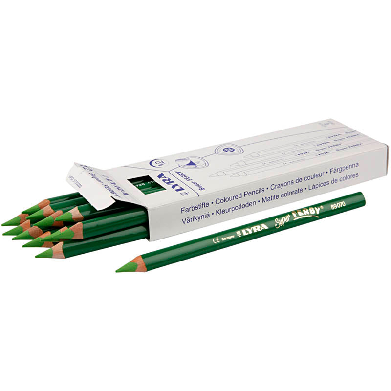 Lyra super ferby 1 lápices de colores, l: 18 cm, relleno de 6.25 mm, verde claro, 12 piezas 1 caja