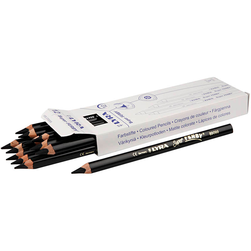 Lyra Super Ferby 1 matite colorate, l: 18 cm, riempimento di 6,25 mm, nero, 12 pezzo 1 scatola