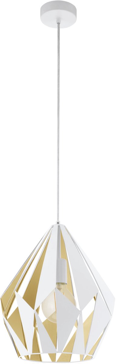 Lampada a sospensione Eglo carlton 1 - e27 - 1 luce - ø 31 cm - bianco, oro