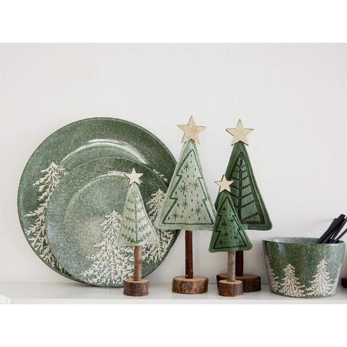 Decoris imagen árbol de Navidad fieltro verde 20cm