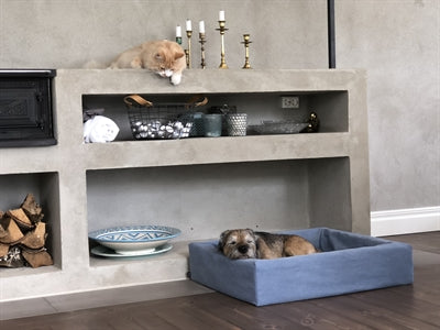 Zappe di cotone a letto bia per cesto di cane blu