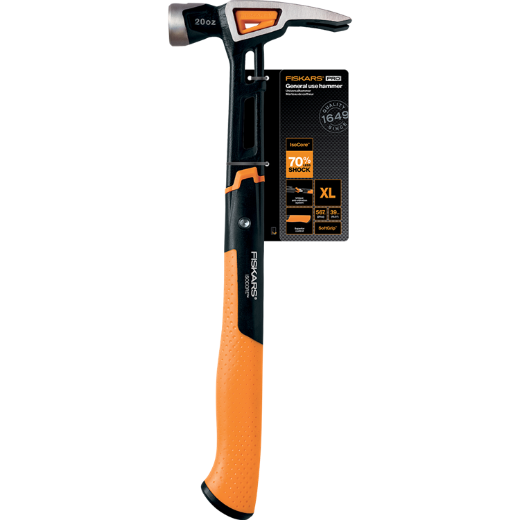 Fiskars bekistingshamer - isocore xl - 39,2cm