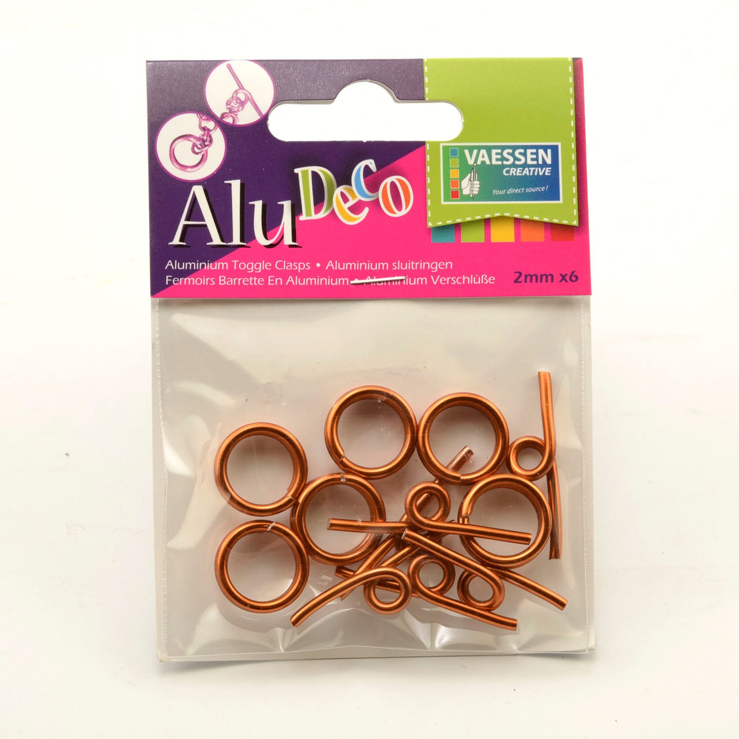 Vaessen creative • chiusura a ginocchiera in alluminio deco 6 pezzi arancione rame
