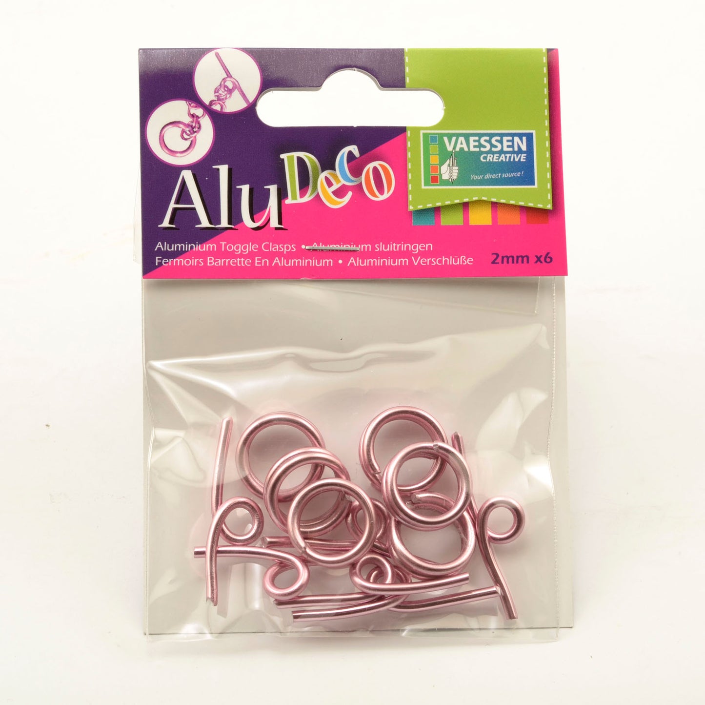 Vaessen creative • chiusura a ginocchiera in alluminio deco 6 pezzi rosa