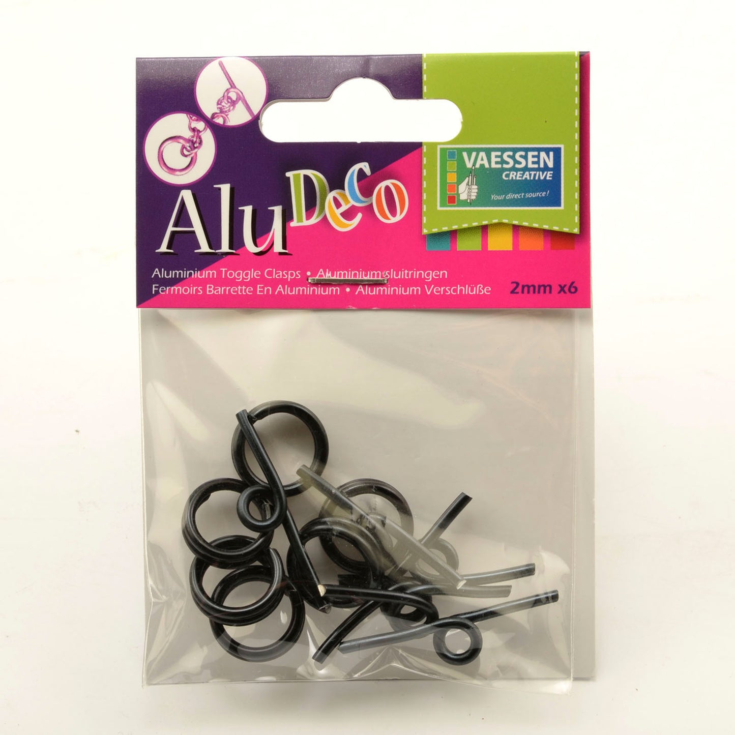 Vaessen creative • chiusura a ginocchiera in alluminio deco 6 pezzi nera